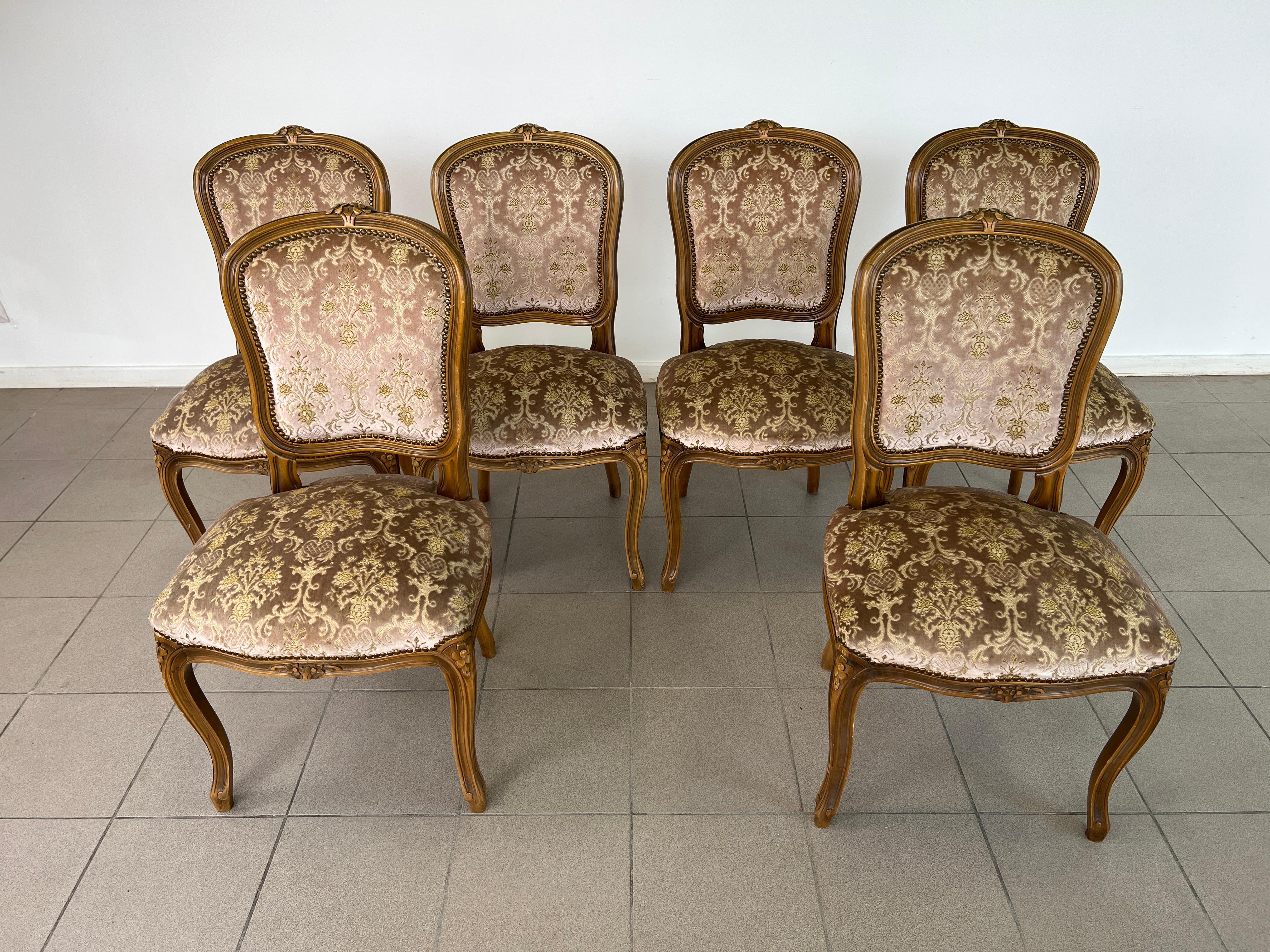 Vintage French Louis XV Style Dining Chairs – Set of 6 Luis XV en venta