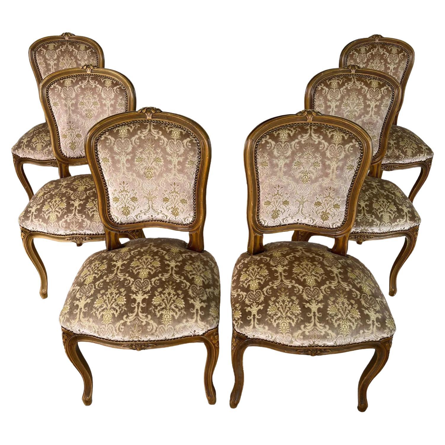 Vintage French Louis XV Style Dining Chairs – Set of 6