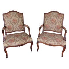 Used French Louis XV Style Fauteuil Chairs  - a Pair