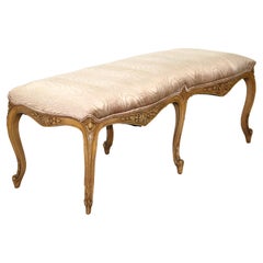 Vintage French Louis XV Style Floral Carved in Relief Maple Long Bench C1940 Vintage French Louis XV Style Floral Carved in Relief Maple Long Bench C1940