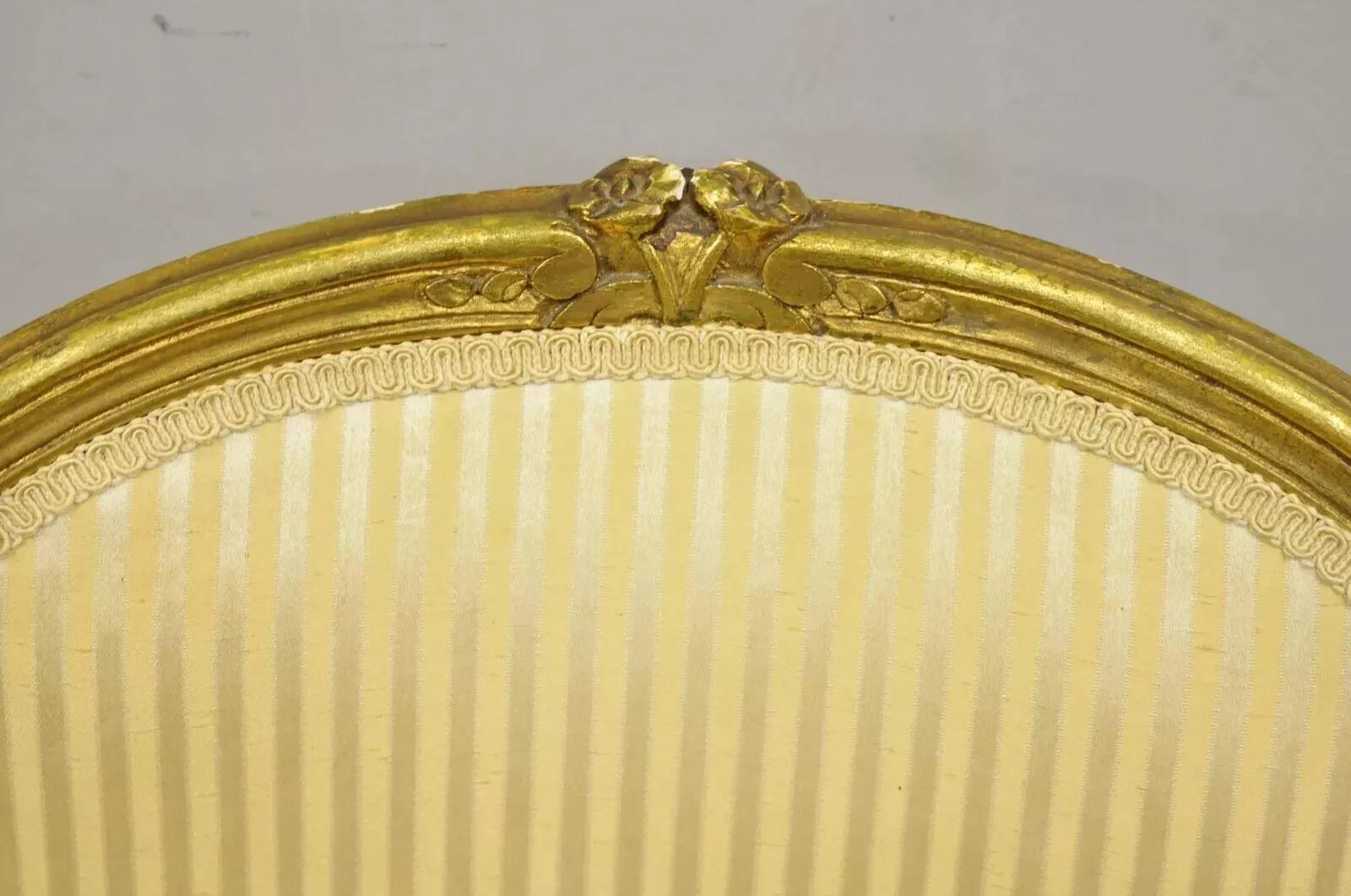 Vintage French Louis XV Style Gold Gilt Wood Arm Chairs to Refinish DIY - a Pair For Sale 7