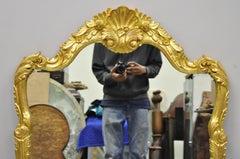 Vintage French Louis XV Style Gold Giltwood Italian Wall Console Mirror