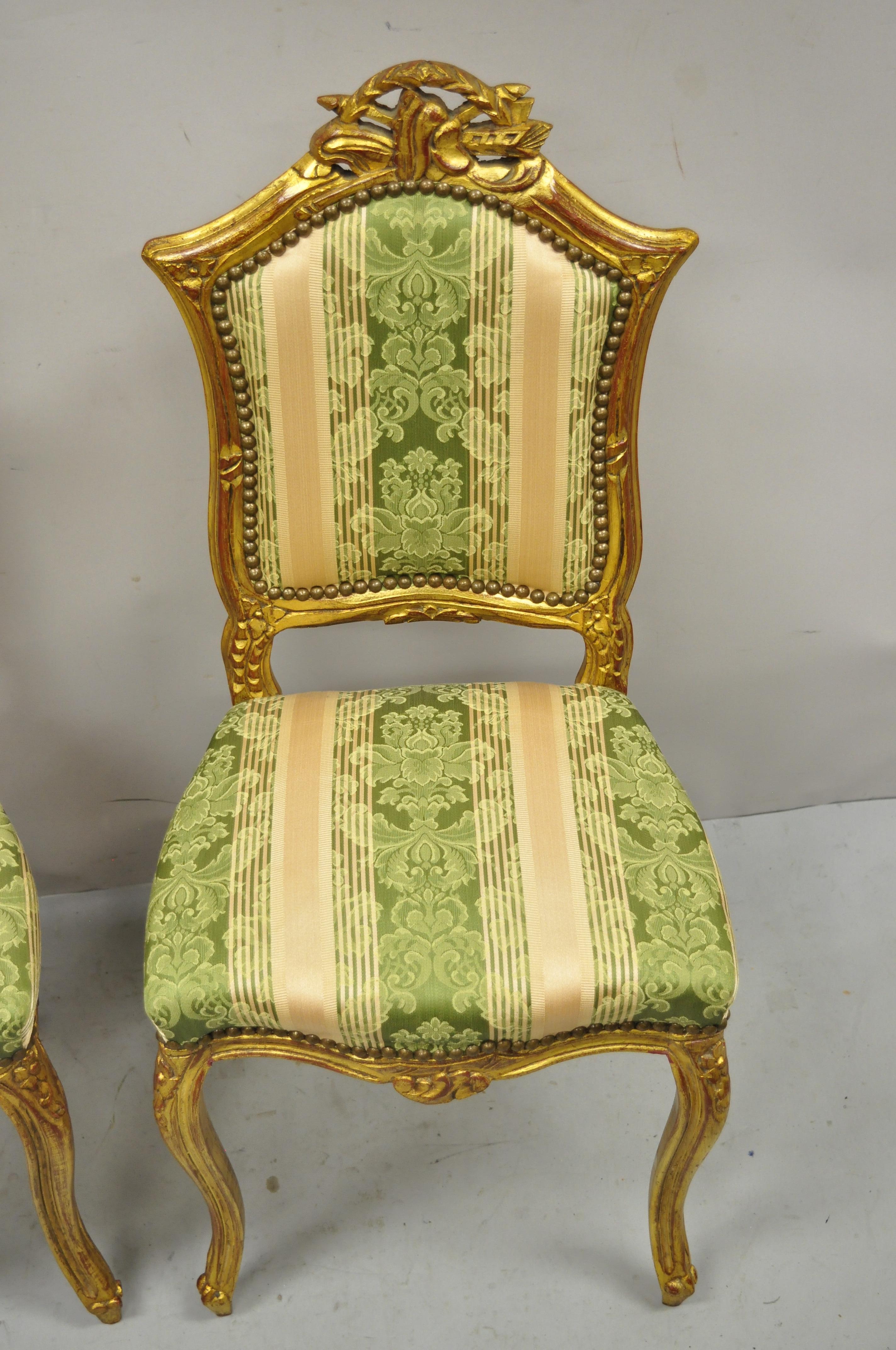 Vintage French Louis XV Style Gold Giltwood Carved Boudoir Side Chairs, a Pair For Sale 6