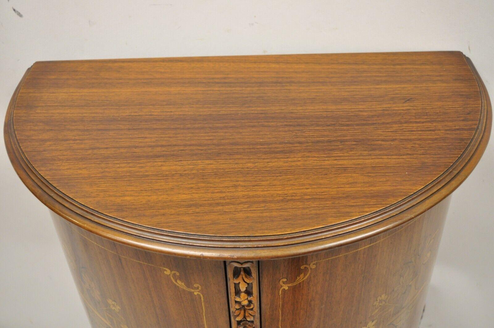 Vintage French Louis XV Style Half Round Demilune 2 Door Cabinet Side Table 1