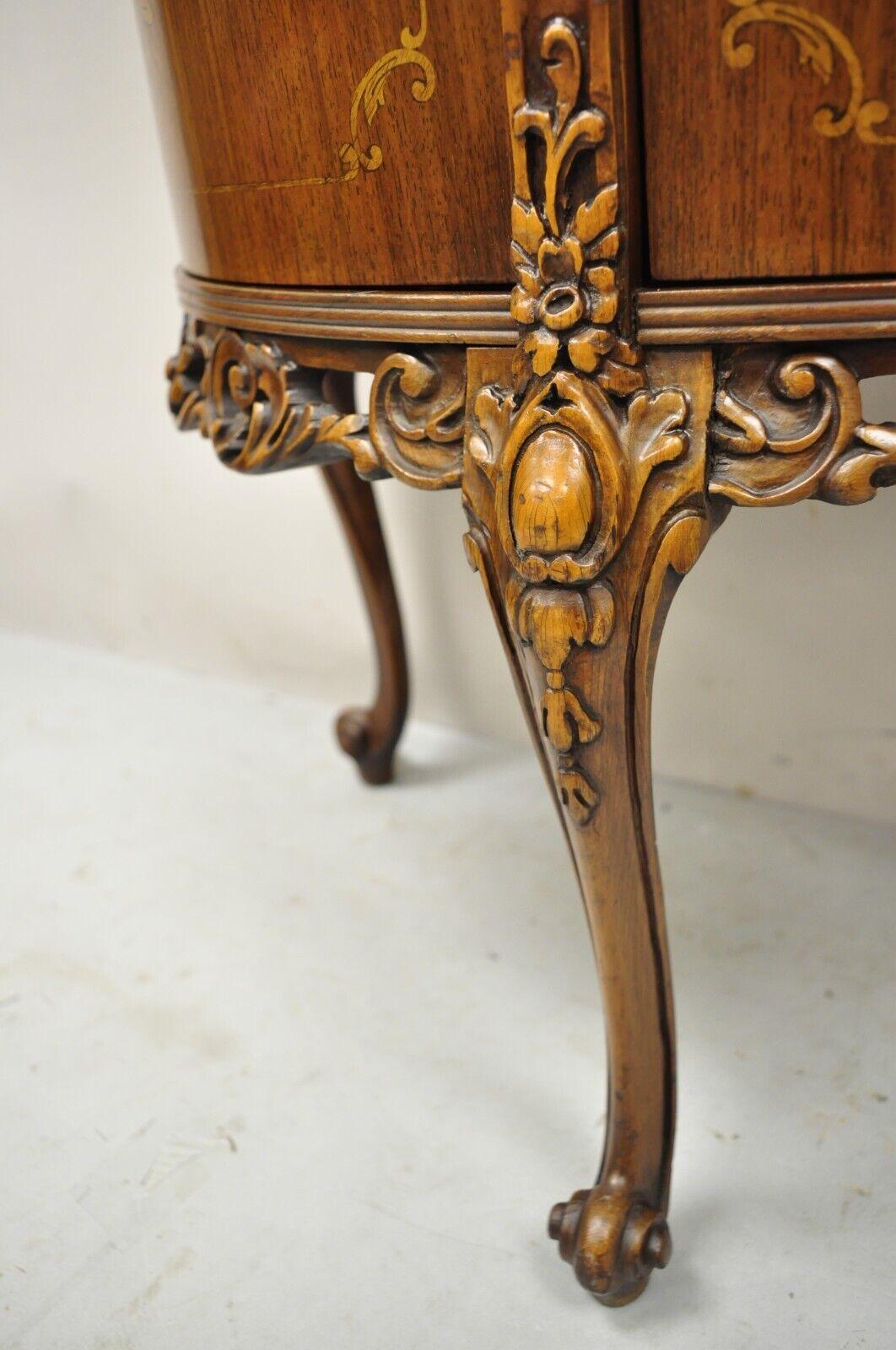 Vintage French Louis XV Style Half Round Demilune 2 Door Cabinet Side Table 3