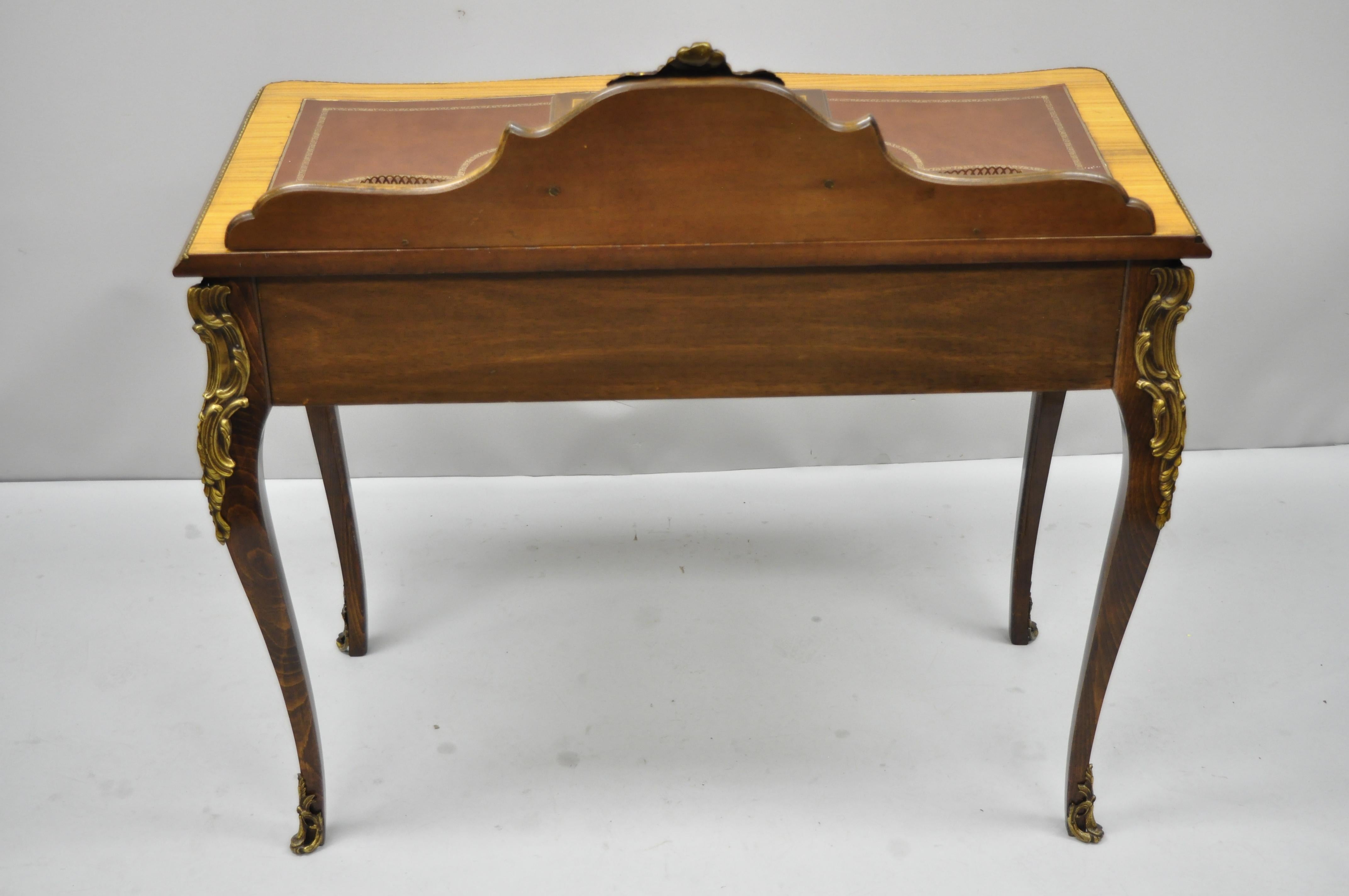 Vintage French Louis XV Style Inlaid Leather Top Petite Ladies Writing Desk 3