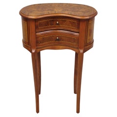 Retro French Louis XV Style Kidney Shaped Burlwood Nightstand Side Table