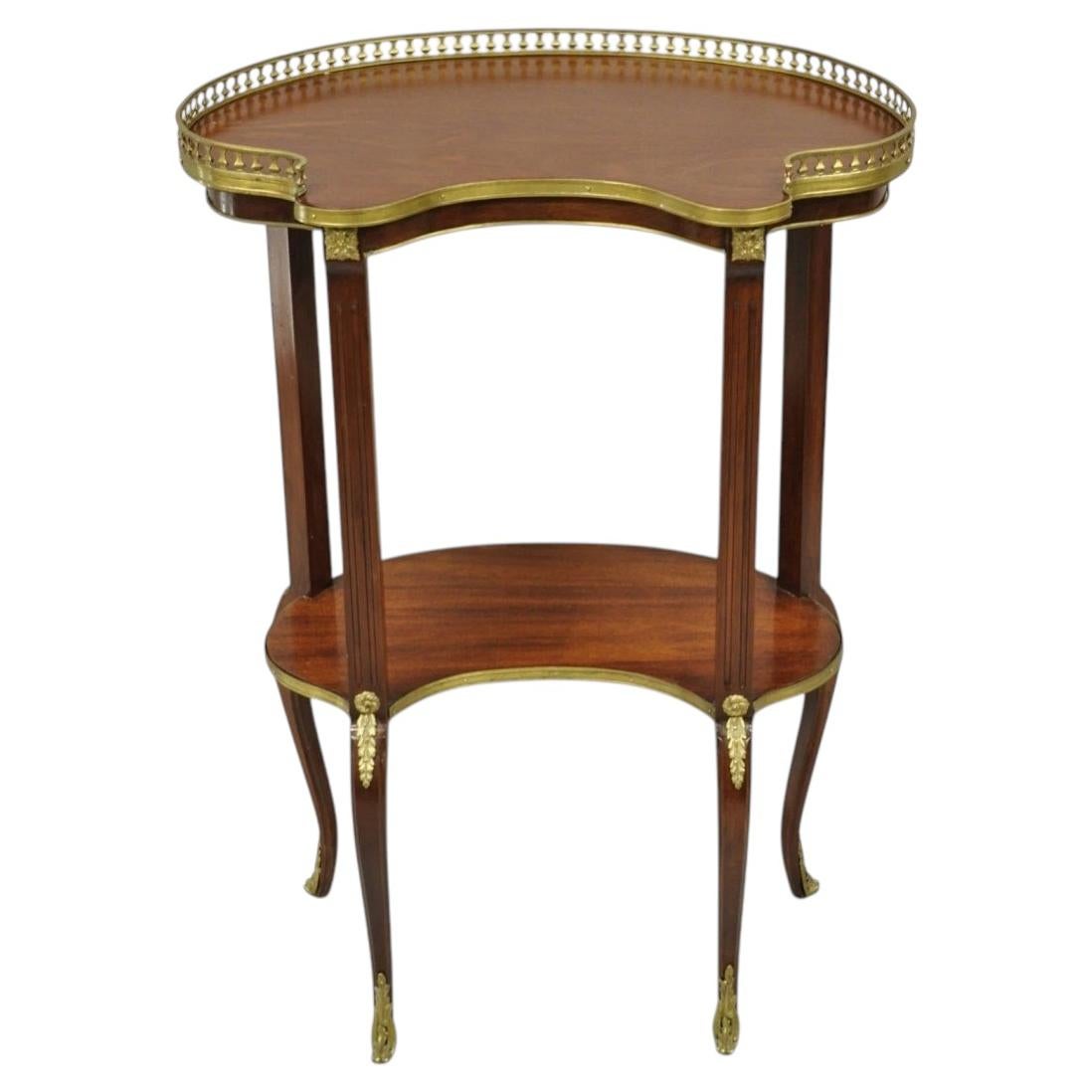 Vintage French Louis XV Style Mahogany Kidney Bean Side Table w/ Bronze Ormolu For Sale