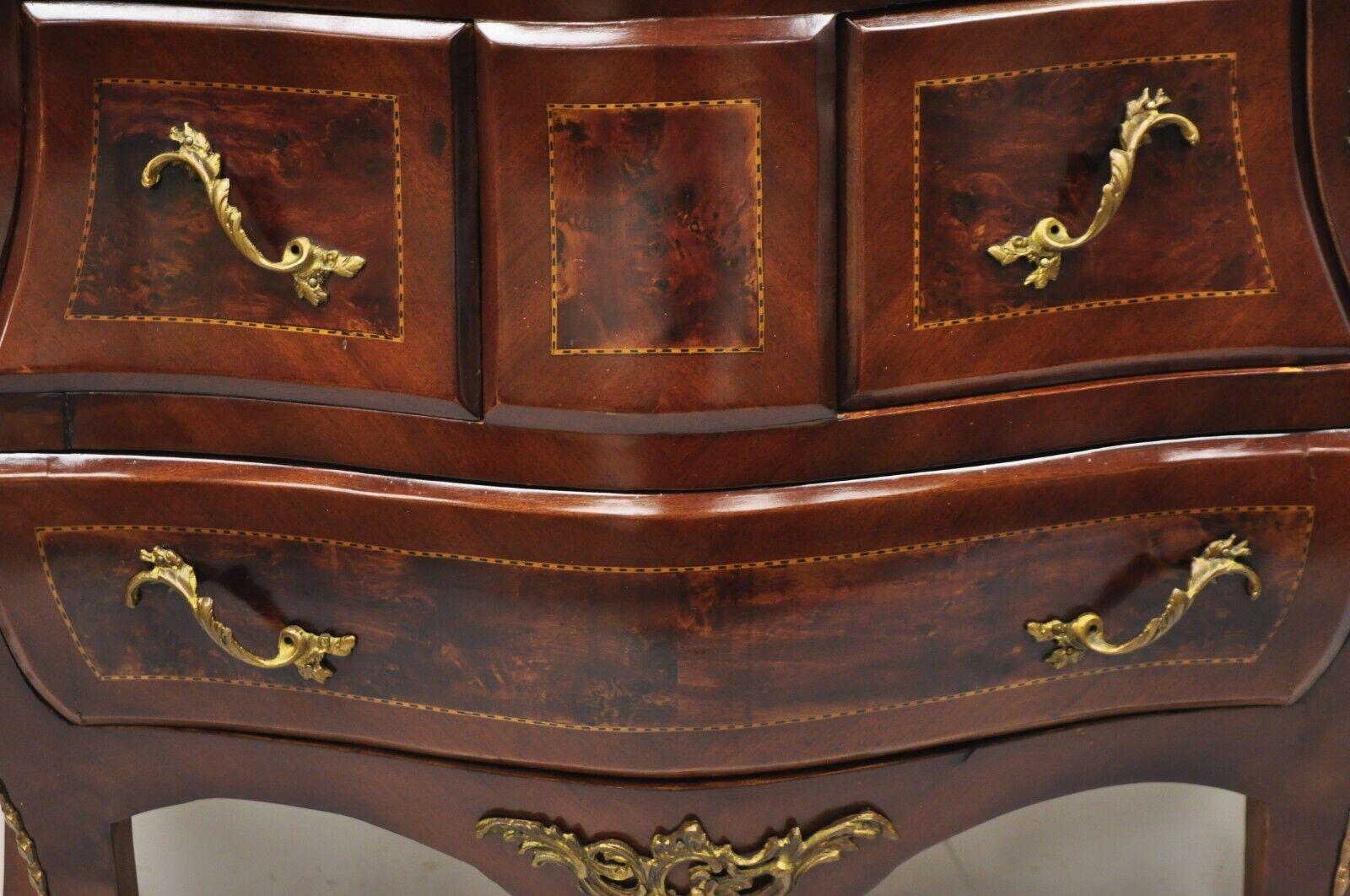 20th Century Vintage French Louis XV Style Marble Top Bombe Chest Dresser Commode For Sale