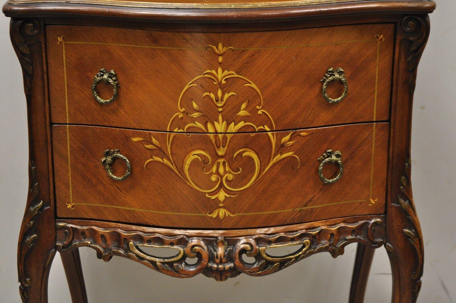 Vintage French Louis XV Style Narrow Walnut Glass Display Cabinet Curio 6