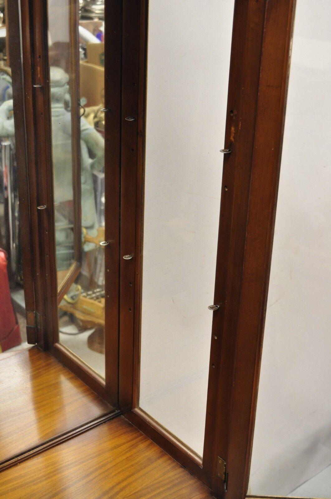 Vintage French Louis XV Style Narrow Walnut Glass Display Cabinet Curio 2
