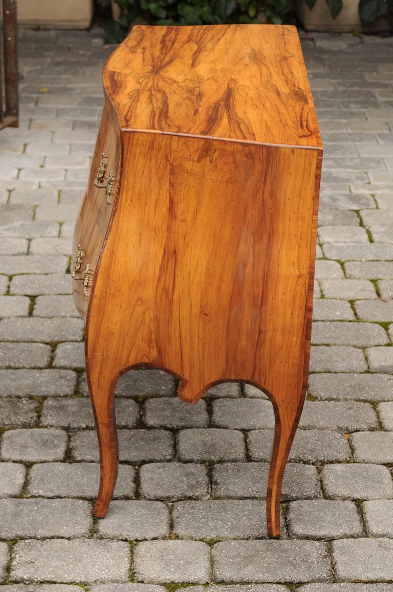 Vintage French Louis XV Style Olivewood Bombé TwoDrawer Chest, circa