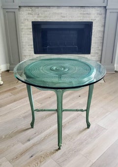 Vintage French Louis XV Style Painted Wicker Table