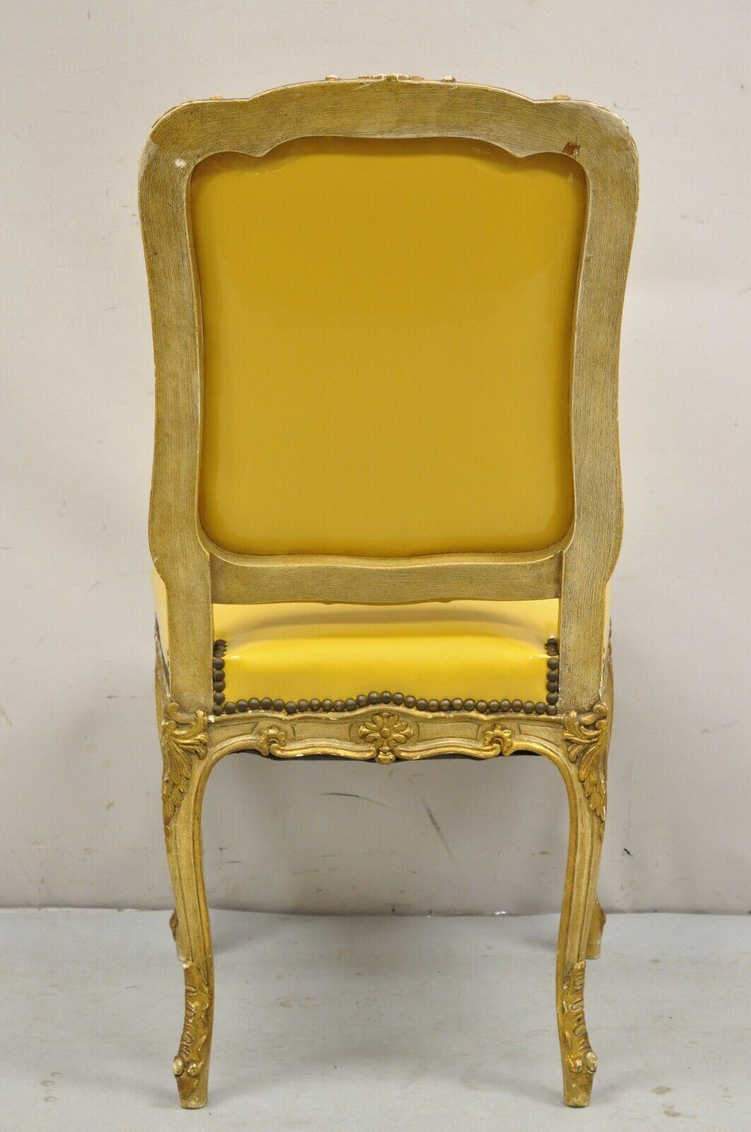 Vintage French Louis XV Style Parcel Gilt Carved Dining Side Chairs - Set of 10 For Sale 5