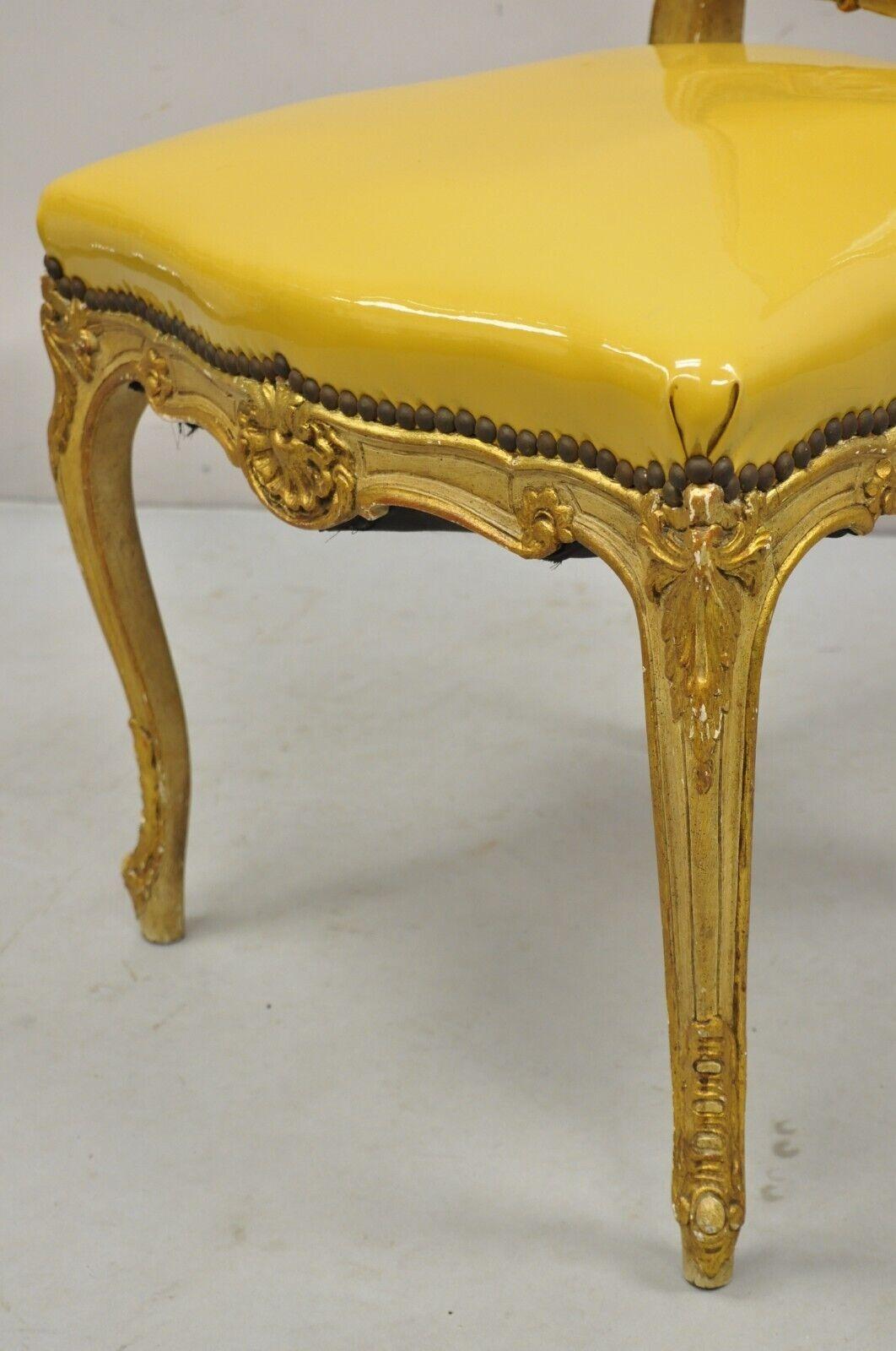 Vintage French Louis XV Style Parcel Gilt Carved Dining Side Chairs - Set of 10 For Sale 6