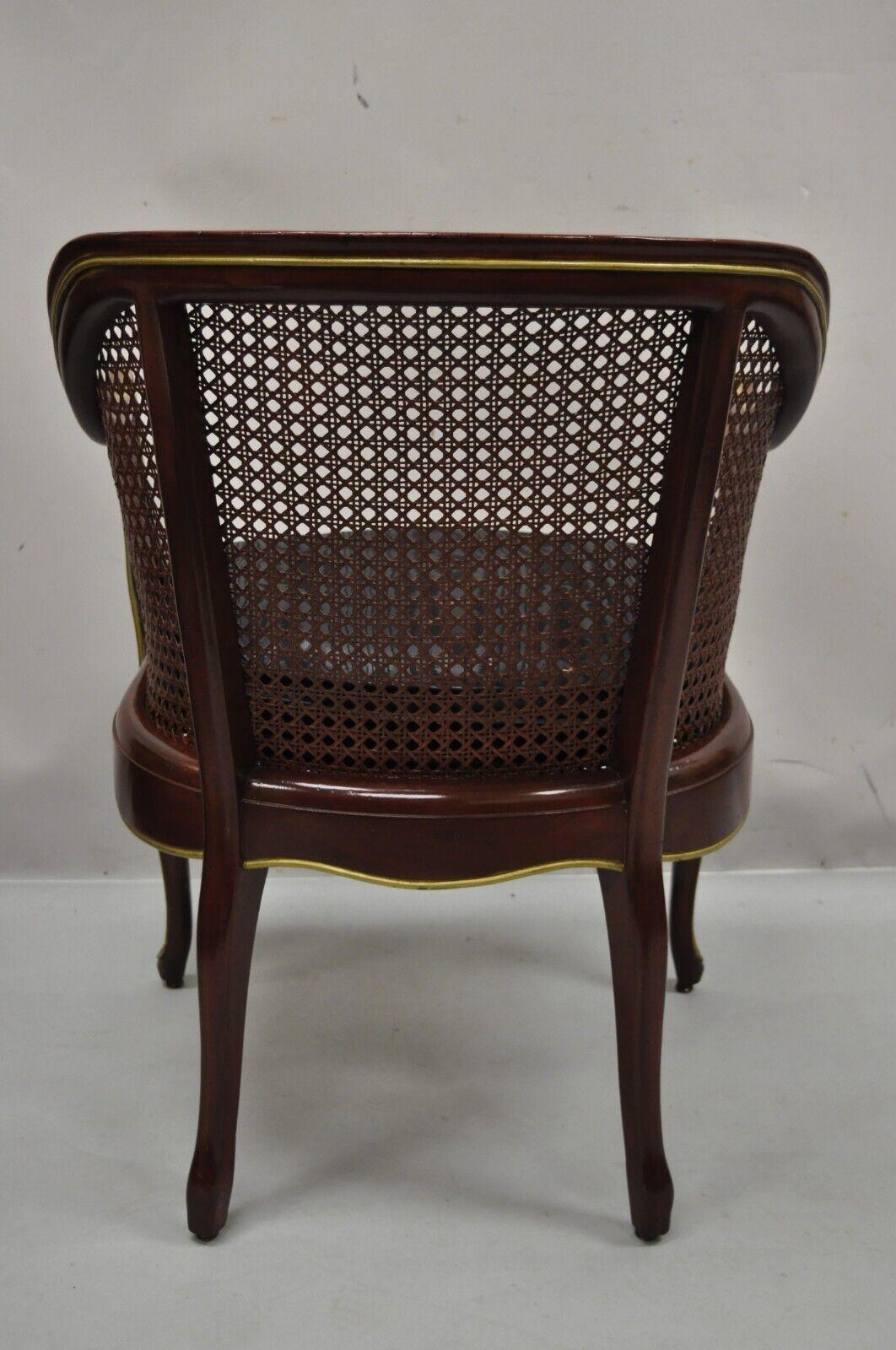 Vintage French Louis XV Style Red Lacquer Cane Bergere Lounge Chair For Sale 6