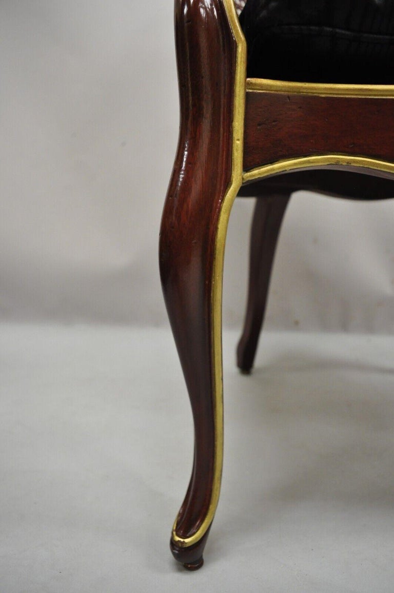 Vintage French Louis XV Style Red Lacquer Cane Bergere Lounge Chair For