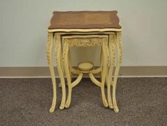 Vintage French Louis XV Style Satinwood Inlay Nesting Side Tables - Set of 3