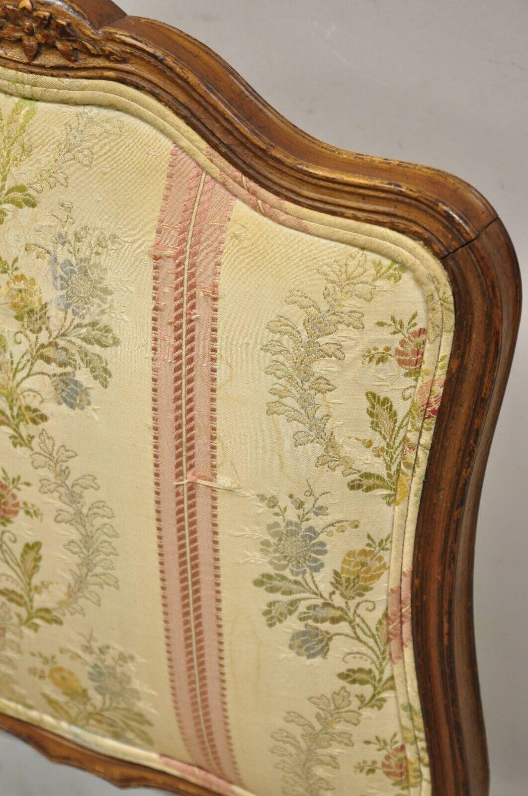 Vintage French Louis XV Style Small Boudoir Accent Side Chair w/ Pink Stripes For Sale 1
