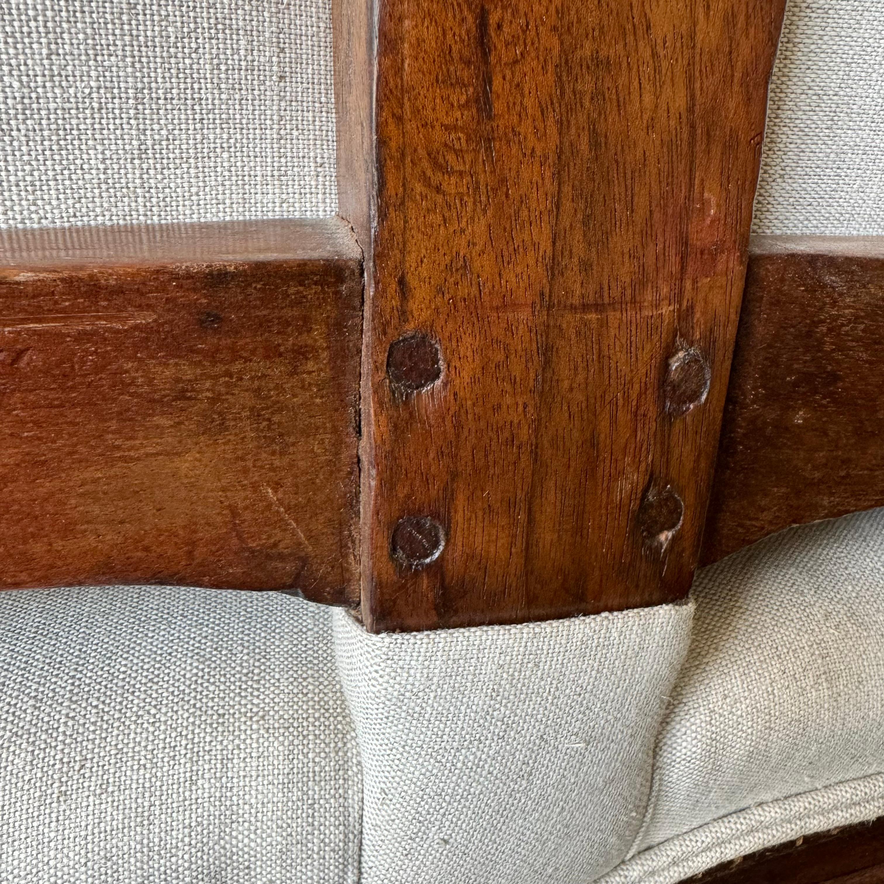 Vintage French Louis XV Style Sofa with linen upholstery 5