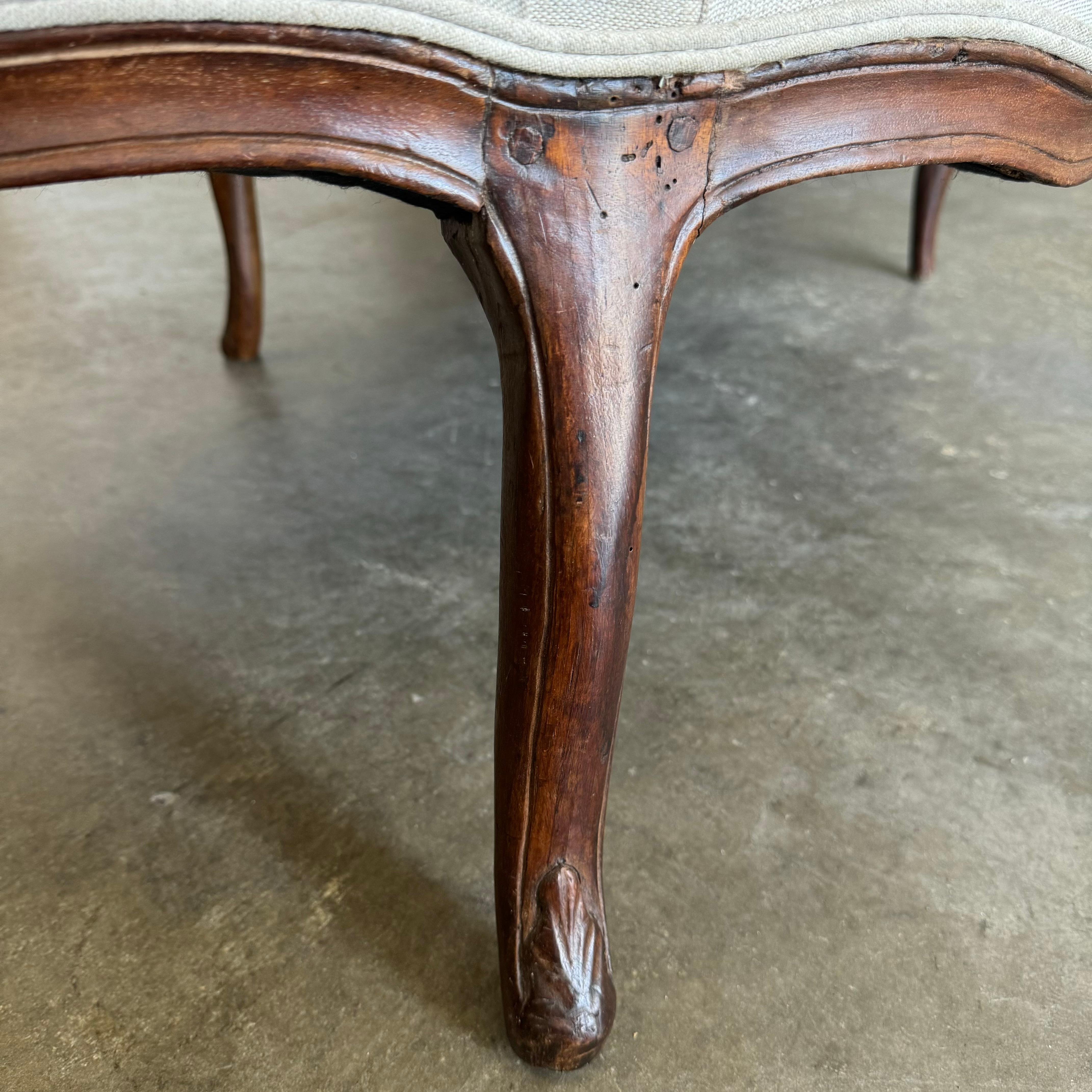 Vintage French Louis XV Style Sofa with linen upholstery 6