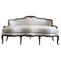 Vintage French Louis XV Style Sofa with linen upholstery