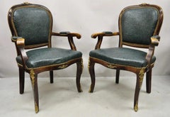 Vintage Französisch Louis XV Stil Massivholz Bronze Ormolu Arm Stühle - ein Paar