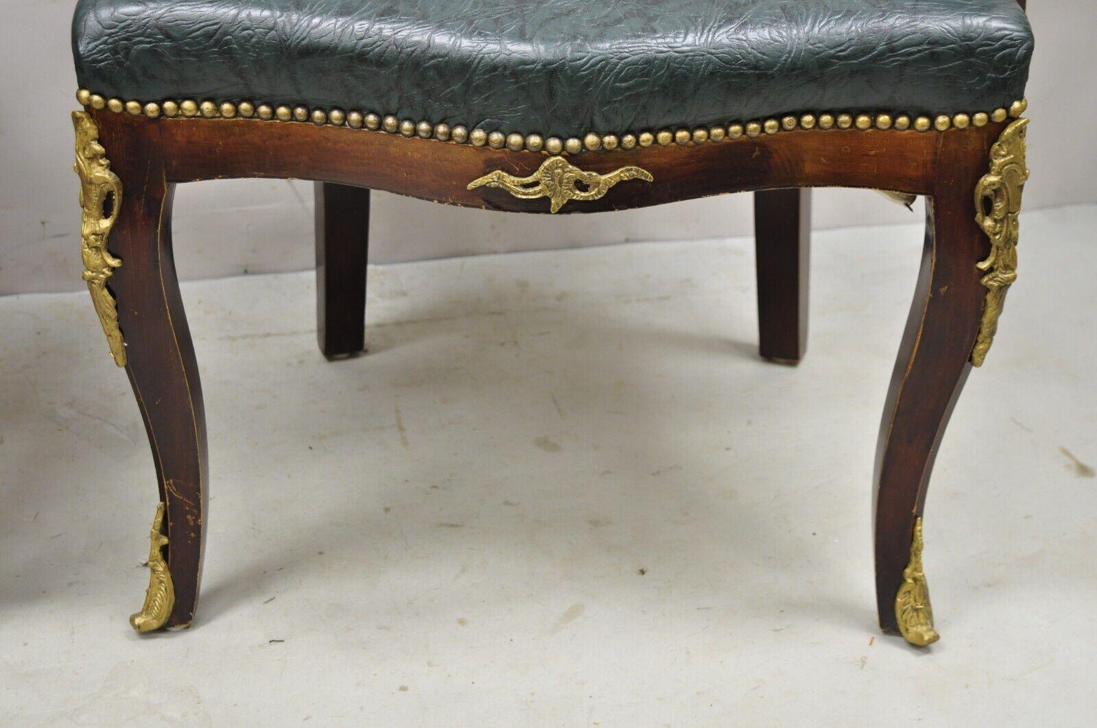 Vintage French Louis XV Style Solid Wood Bronze Ormolu Arm Chairs - a Pair For Sale 1