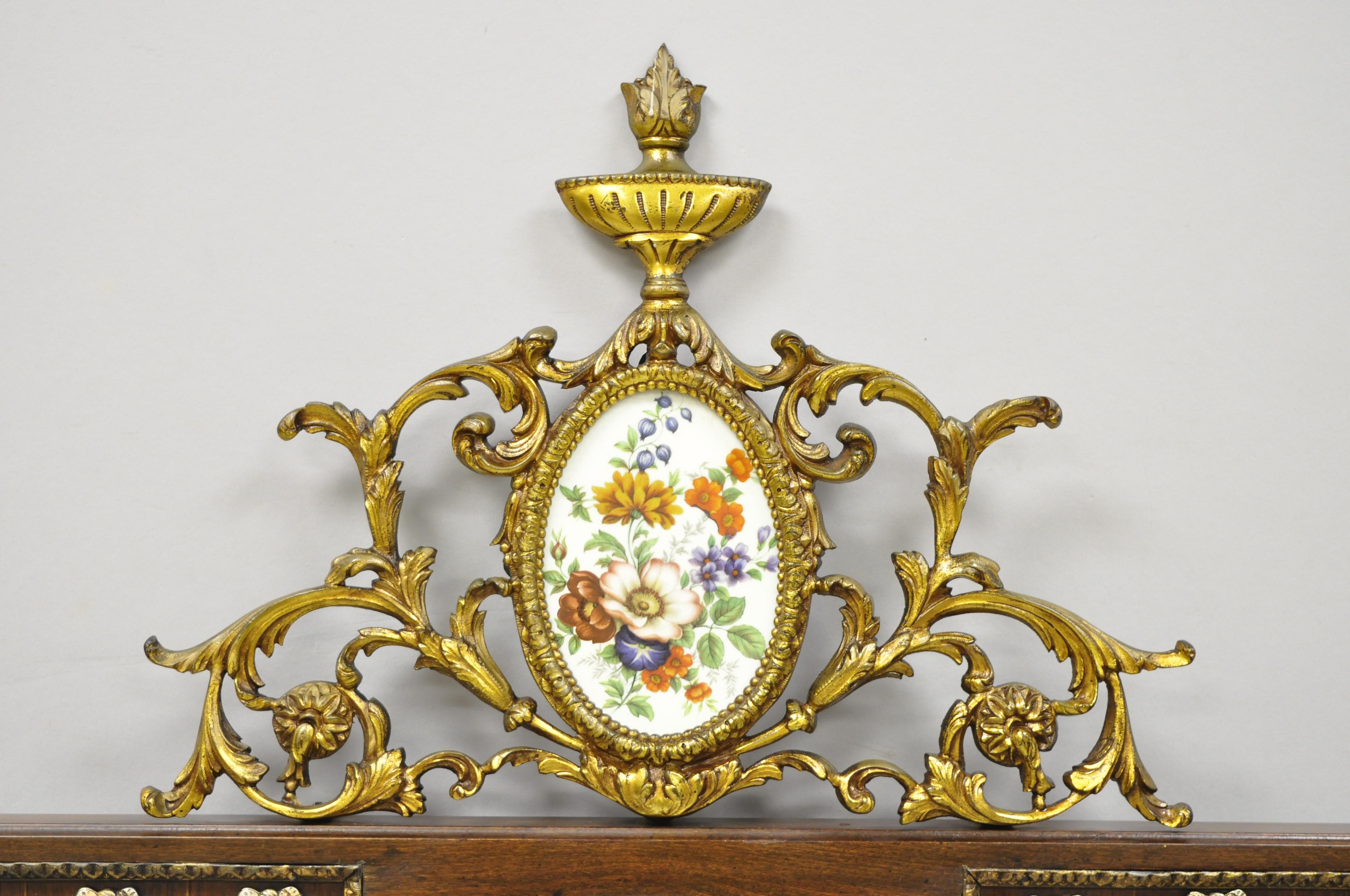 Vintage French Louis XV Style Wall Mirror with Porcelain Plaques In Good Condition For Sale In Philadelphia, PA