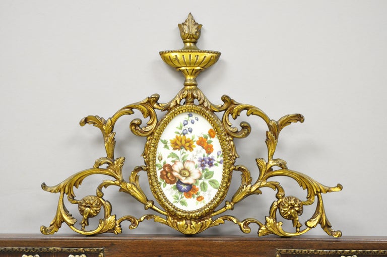 Vintage French Louis XV Style Wall Mirror with Porcelain Plaques In Good Condition For Sale In Philadelphia, PA