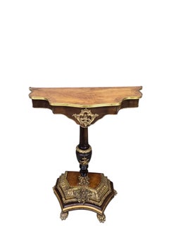 Table console vintage française de style Louis XV en noyer et bronze doré