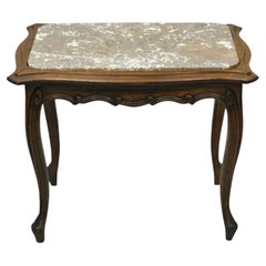 Vintage Französisch Louis XV Stil Nussbaum Marmorplatte kleine Seite Couchtisch