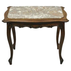 Vintage Französisch Louis XV Stil Nussbaum Marmorplatte kleine Seite Couchtisch