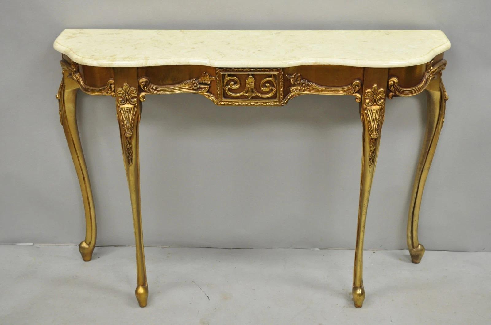 Vintage Französisch Louis XV viktorianischen Stil Gold vergoldet Konsolentisch & Spiegel - 2 Pcs (Unbekannt) im Angebot