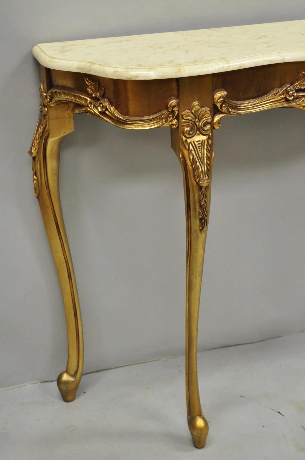 Vintage Französisch Louis XV viktorianischen Stil Gold vergoldet Konsolentisch & Spiegel - 2 Pcs im Angebot 1
