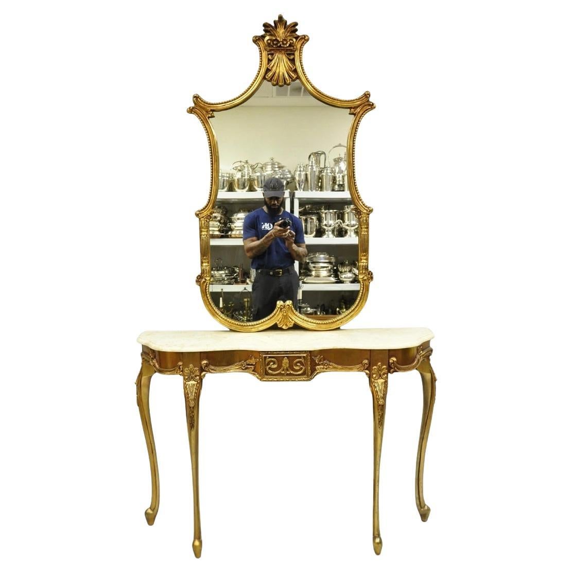 Vintage Französisch Louis XV viktorianischen Stil Gold vergoldet Konsolentisch & Spiegel - 2 Pcs im Angebot