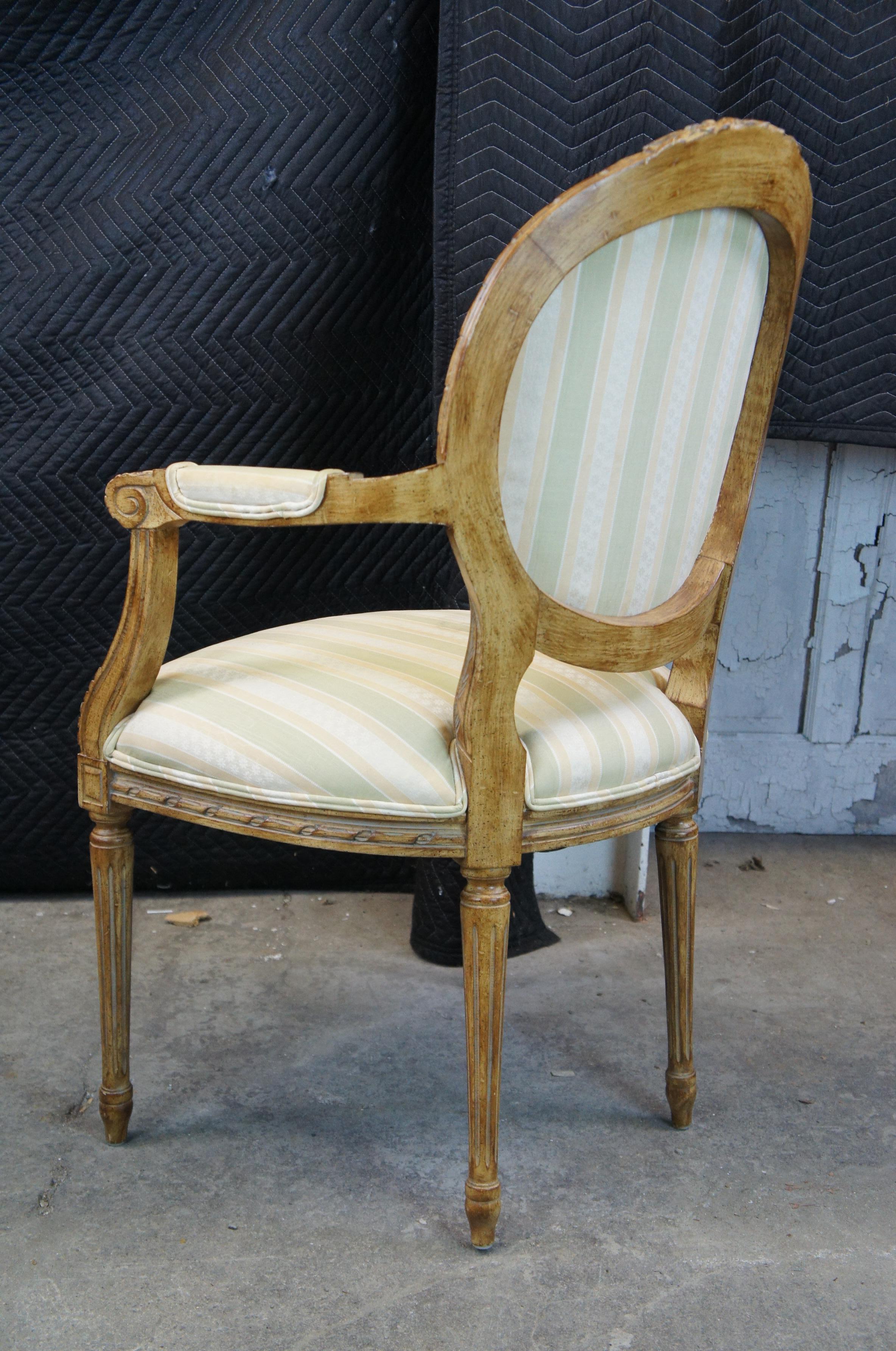 Vintage French Louis XVI Arm Chair Fauteuil Balloon Back Acanthus Carved 5