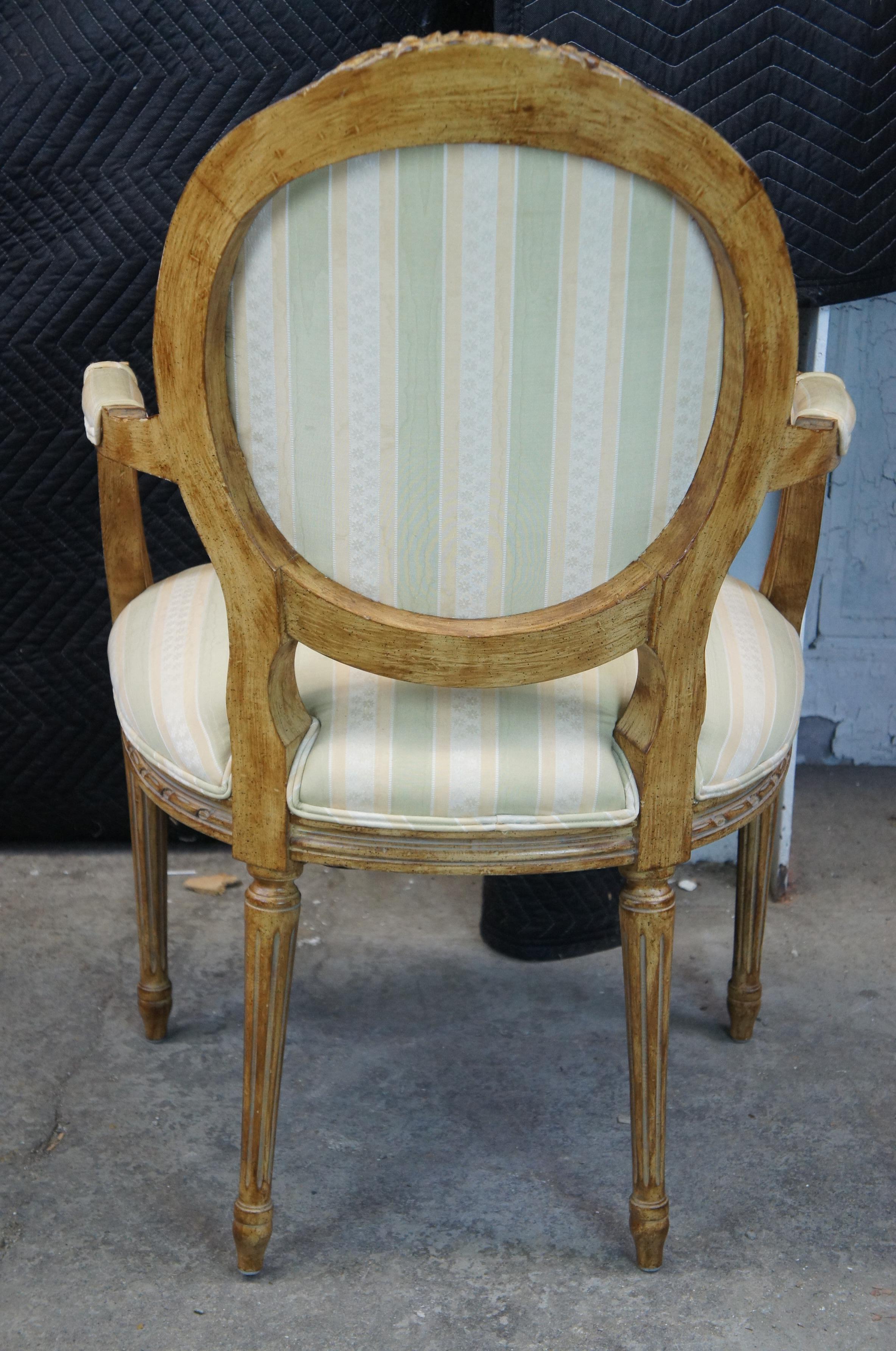 Vintage French Louis XVI Arm Chair Fauteuil Balloon Back Acanthus Carved 6