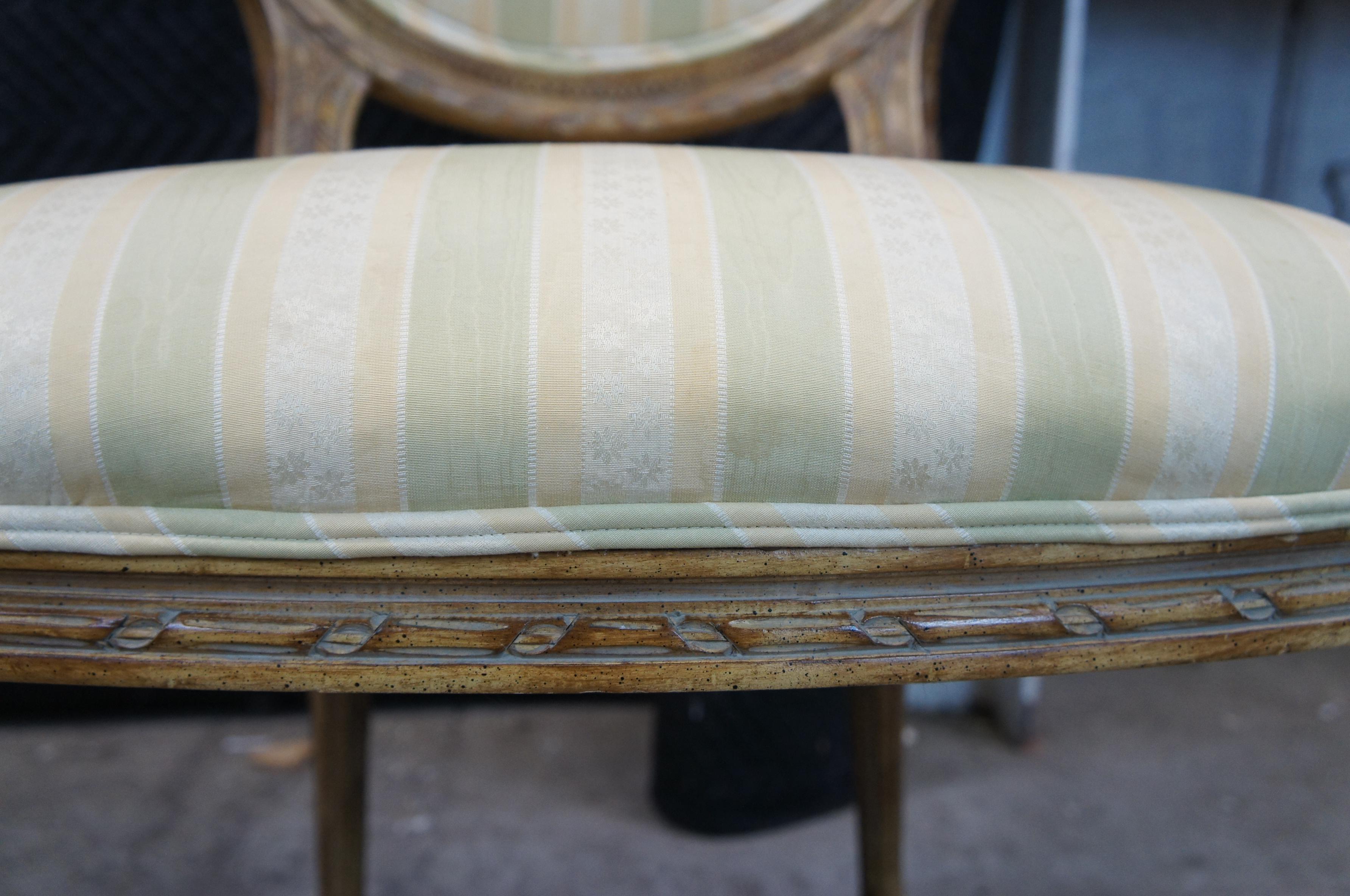 Vintage French Louis XVI Arm Chair Fauteuil Balloon Back Acanthus Carved 2