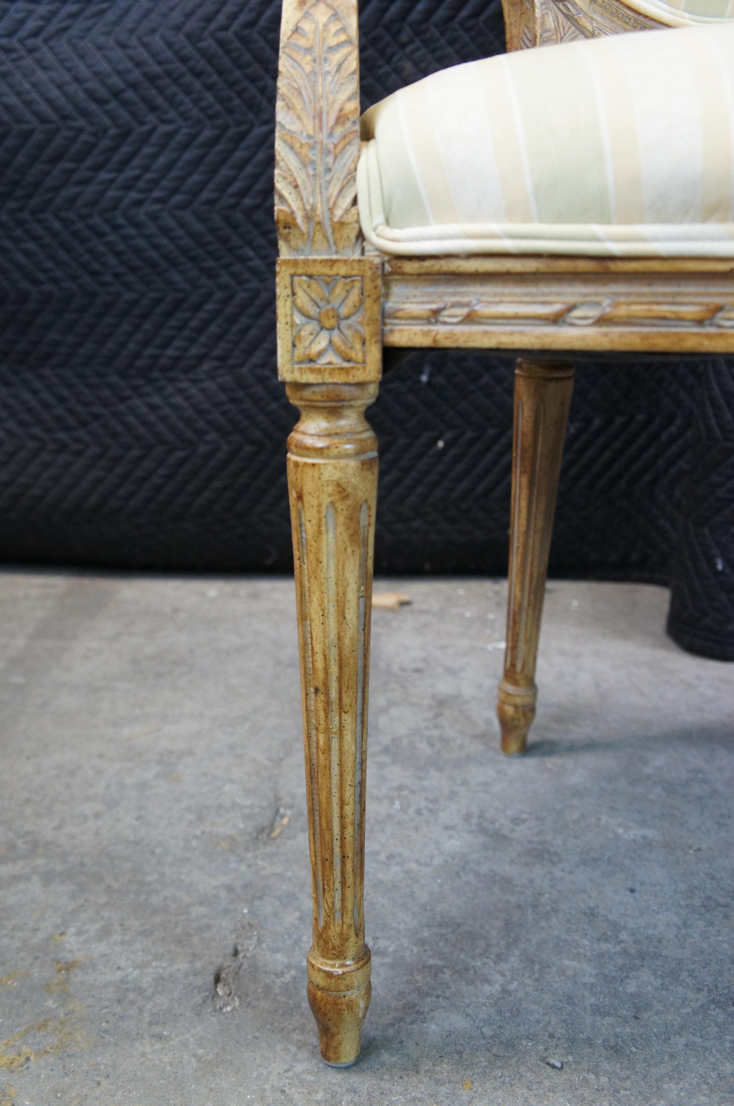 Vintage French Louis XVI Arm Chair Fauteuil Balloon Back Acanthus Carved 3