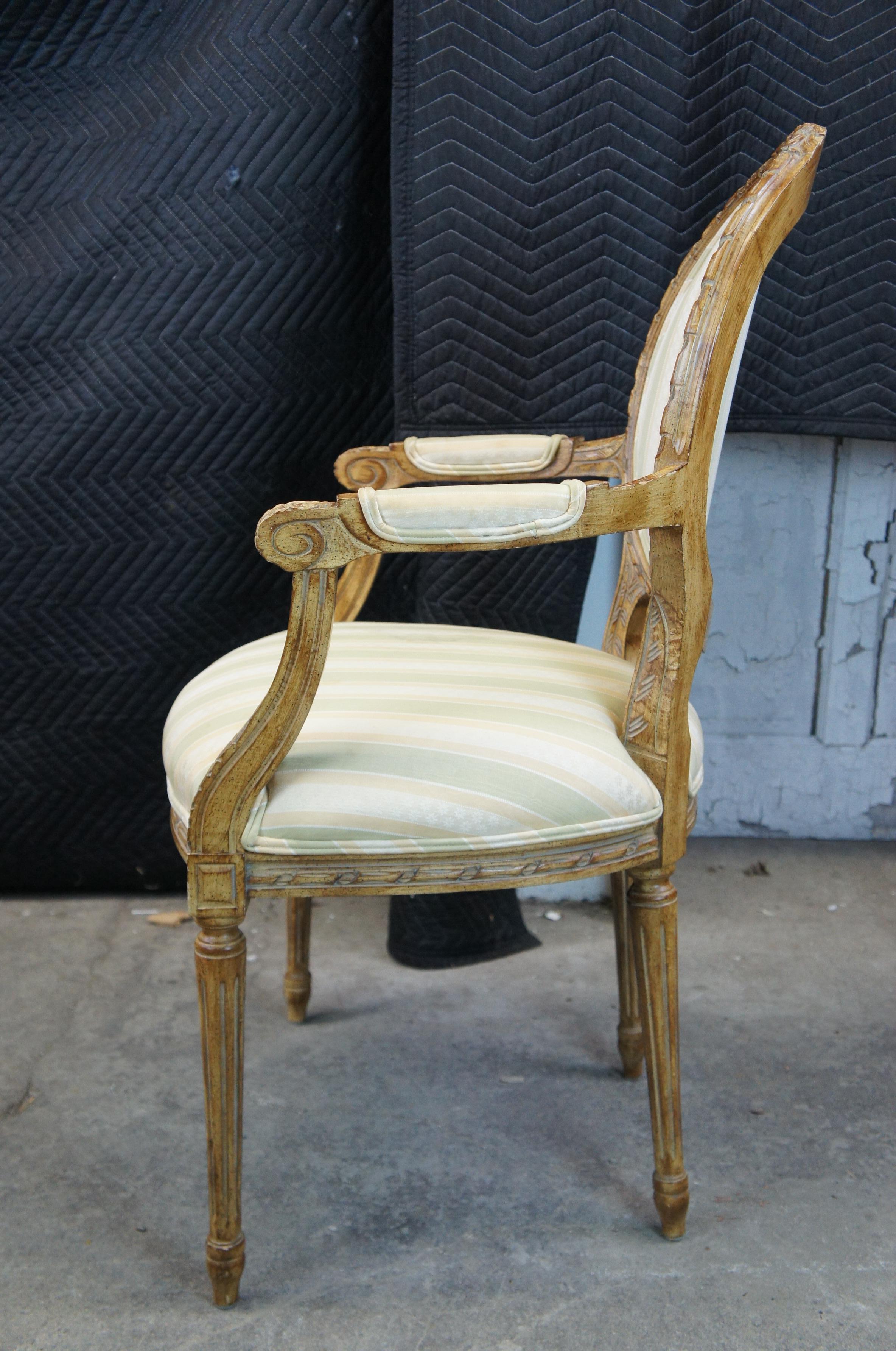 Vintage French Louis XVI Arm Chair Fauteuil Balloon Back Acanthus Carved 4