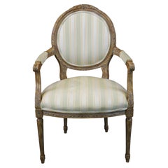 Französischer Louis-XVI-Sessel im Louis-XVI-Stil, Fauteuil-Ballonrücken, Akanthus geschnitzt