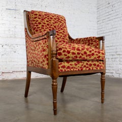 Vintage French Louis XVI Bergere Chair Directoire Style Brunschwig & Fils Fabric