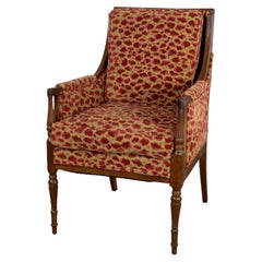 Vintage French Louis XVI Bergere Chair Directoire Style Brunschwig & Fils Fabric