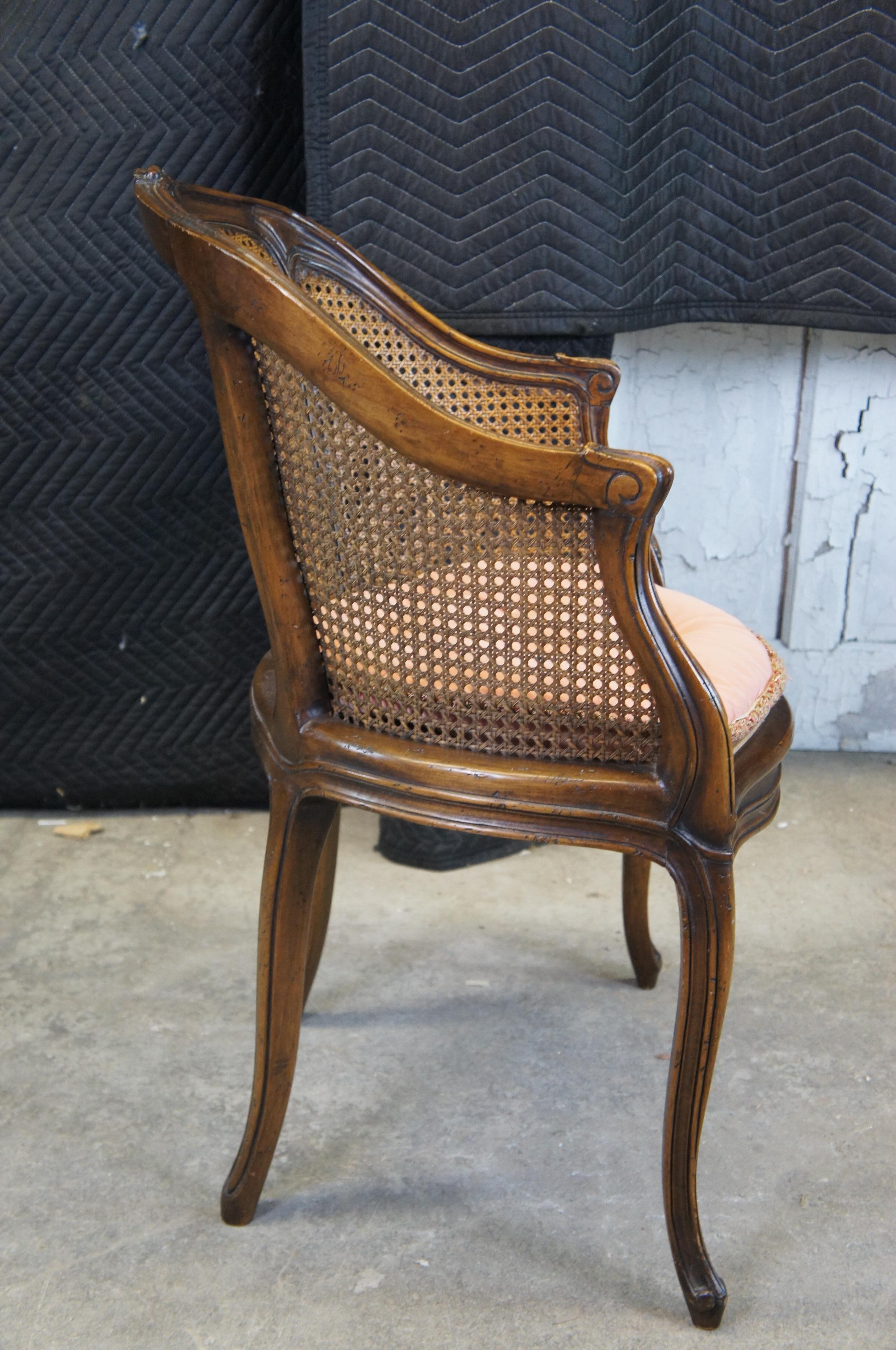 Vintage French Louis XVI Caned Bergere Barrel Back Serpentine Club Lounge Chair 1