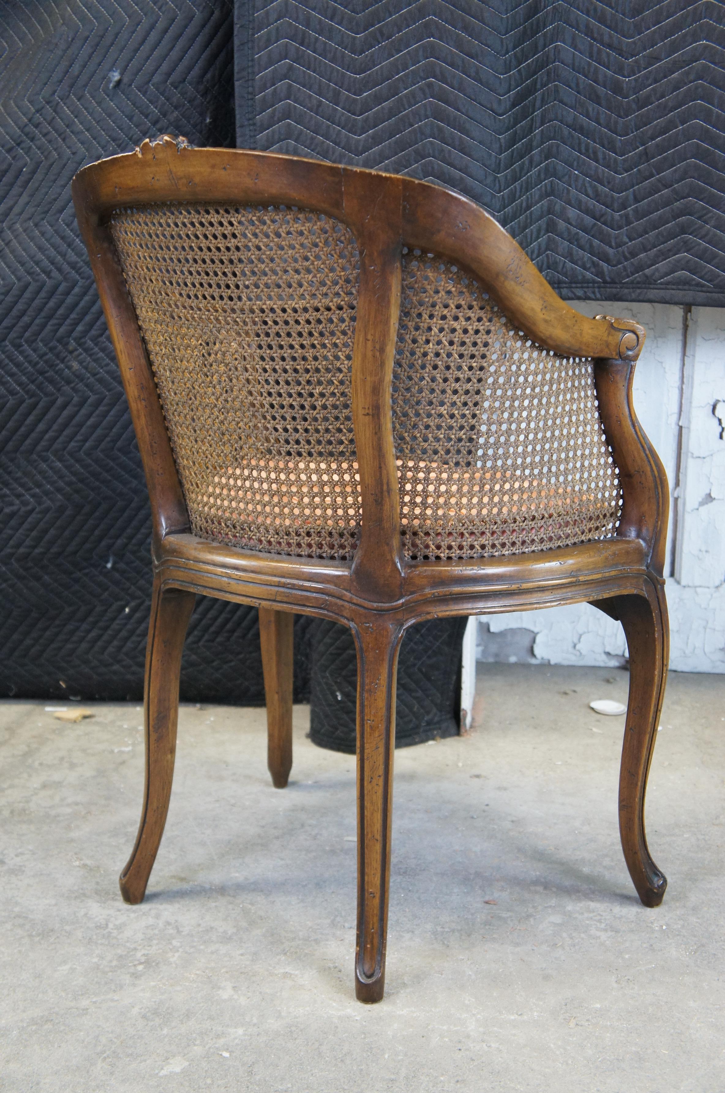 Vintage French Louis XVI Caned Bergere Barrel Back Serpentine Club Lounge Chair 2