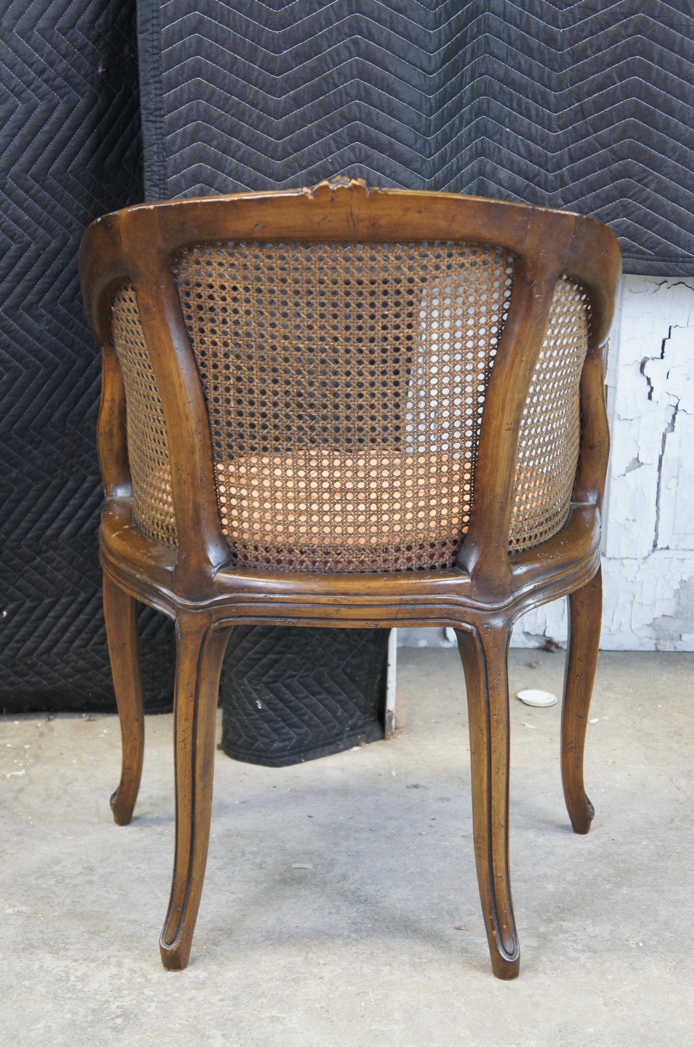 Vintage French Louis XVI Caned Bergere Barrel Back Serpentine Club Lounge Chair 3