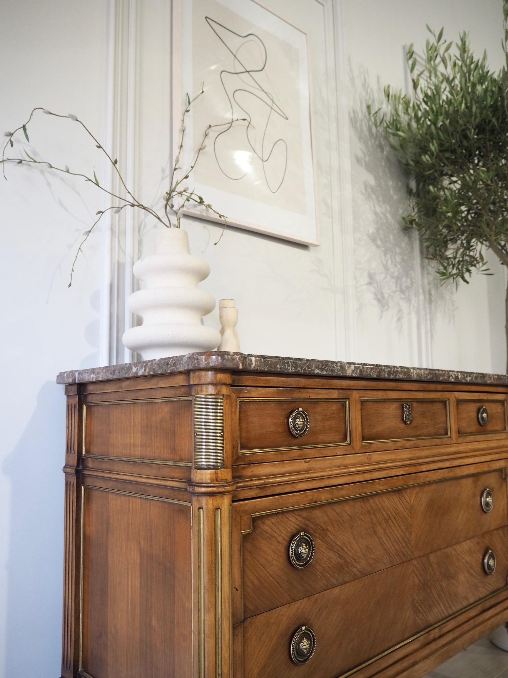 Vintage French Louis XVI Commode Chest of Drawers with Marble 2