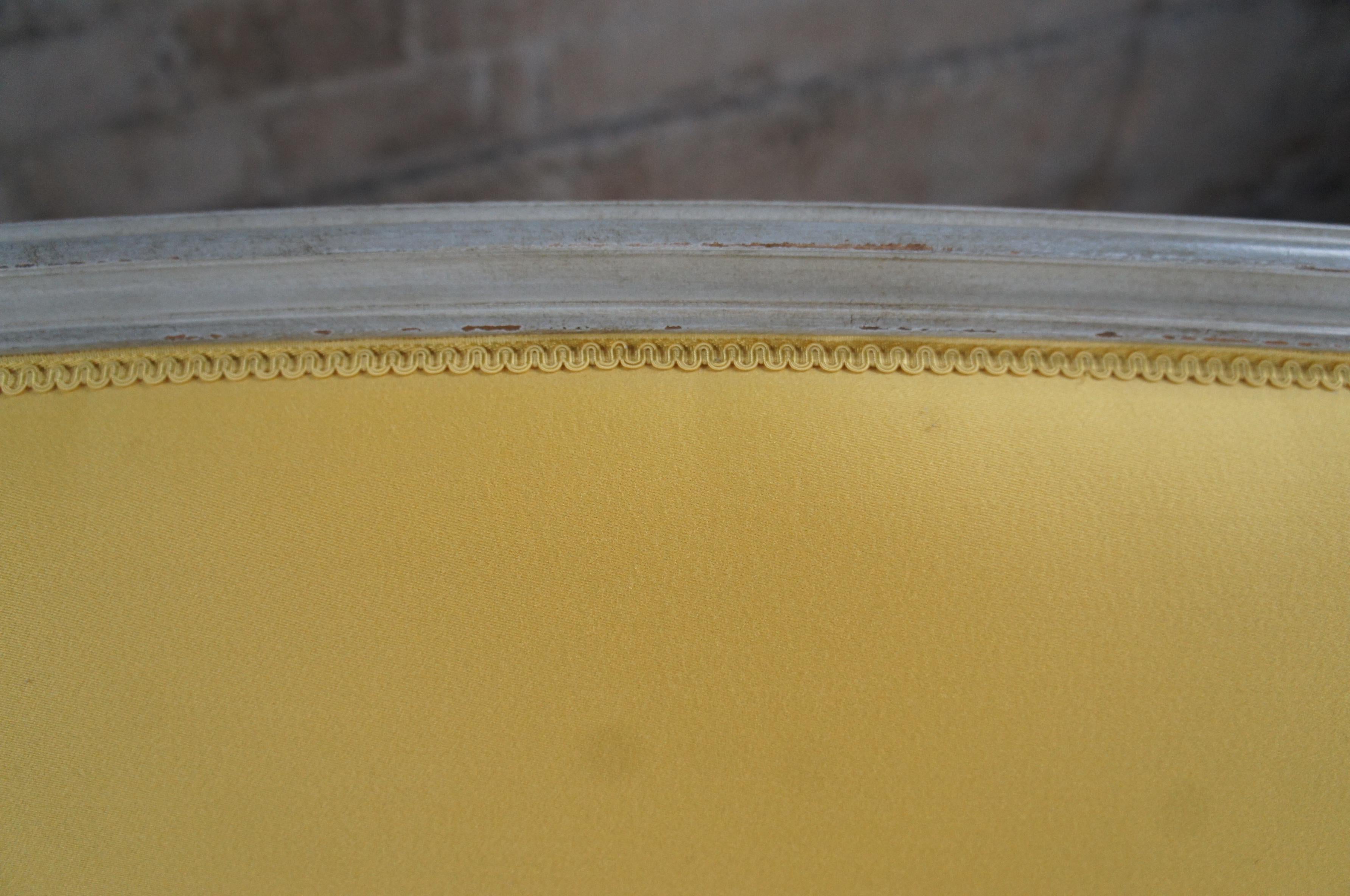 Vintage French Louis XVI Down Filled Yellow Upholstered Love Seat Settee Sofa 7