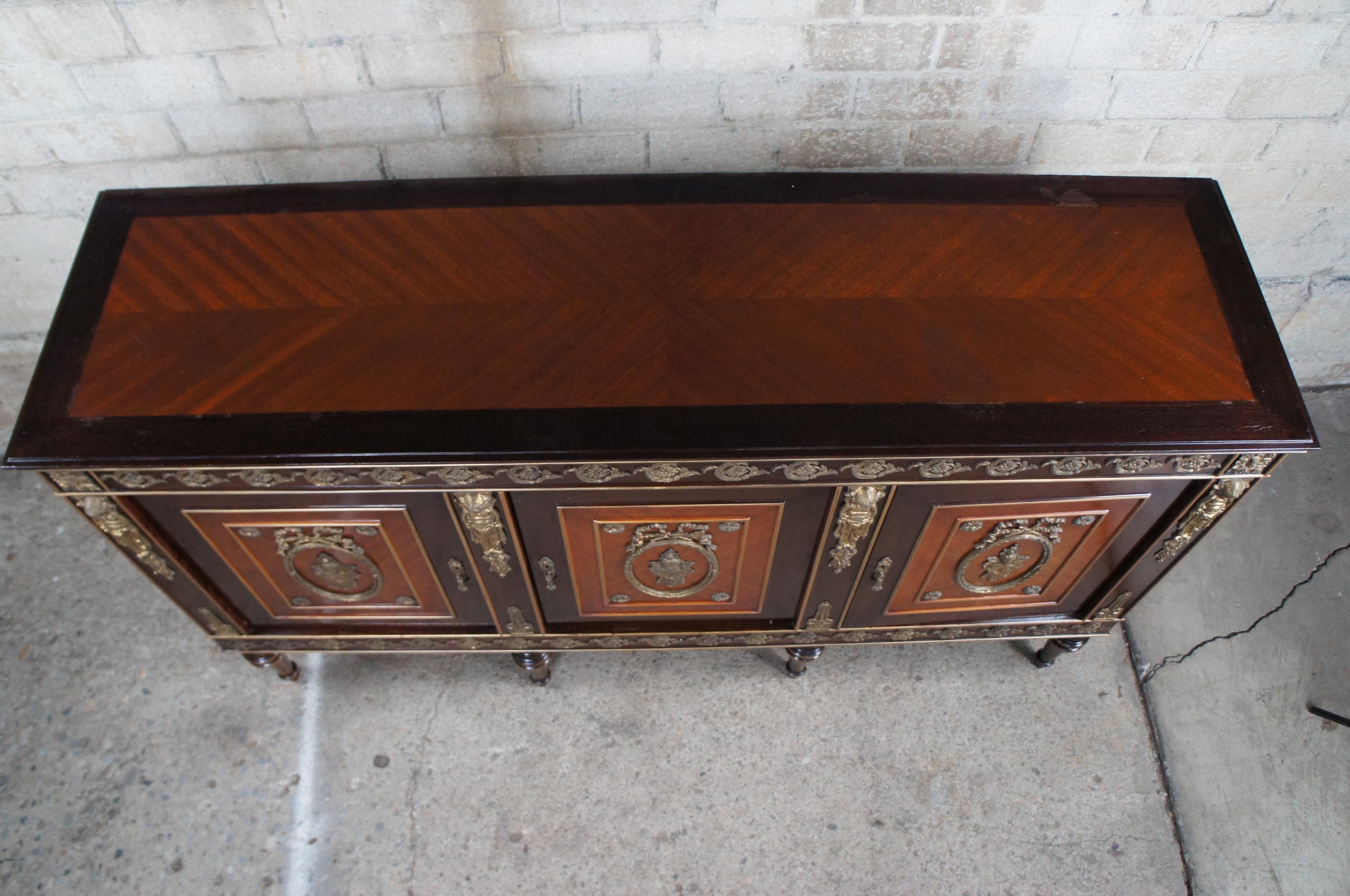 Late 20th Century Vintage French Louis XVI Ebonized Mahogany Buffet Sideboard Console Cabinet